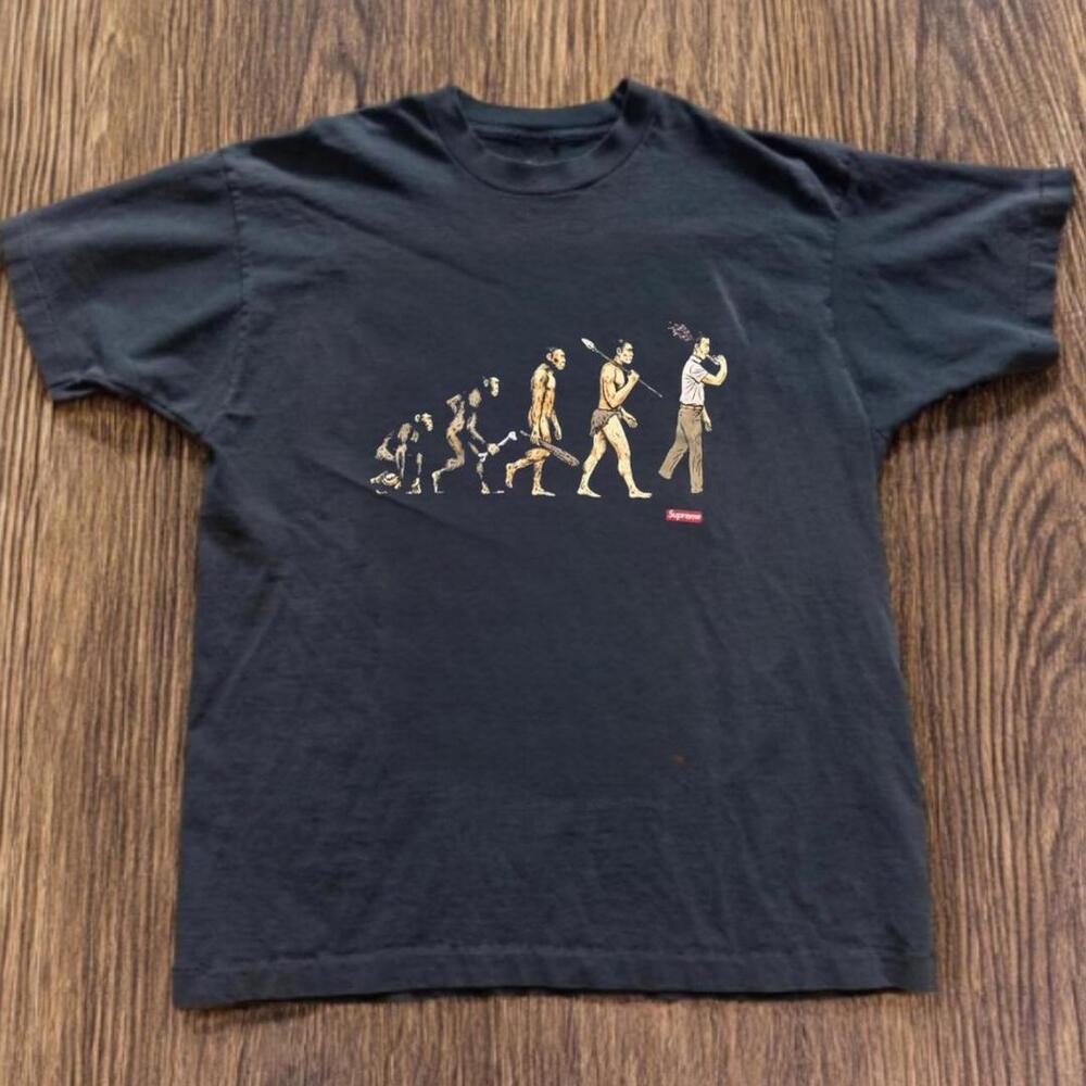 Gildan Men Black T-Shirt, Black Evolution Of Man Tee Re Shirt